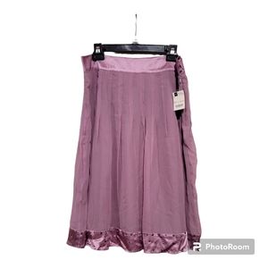 Worthington pleated skirt sz14 in orchid silk satin sequins lined Ballerina